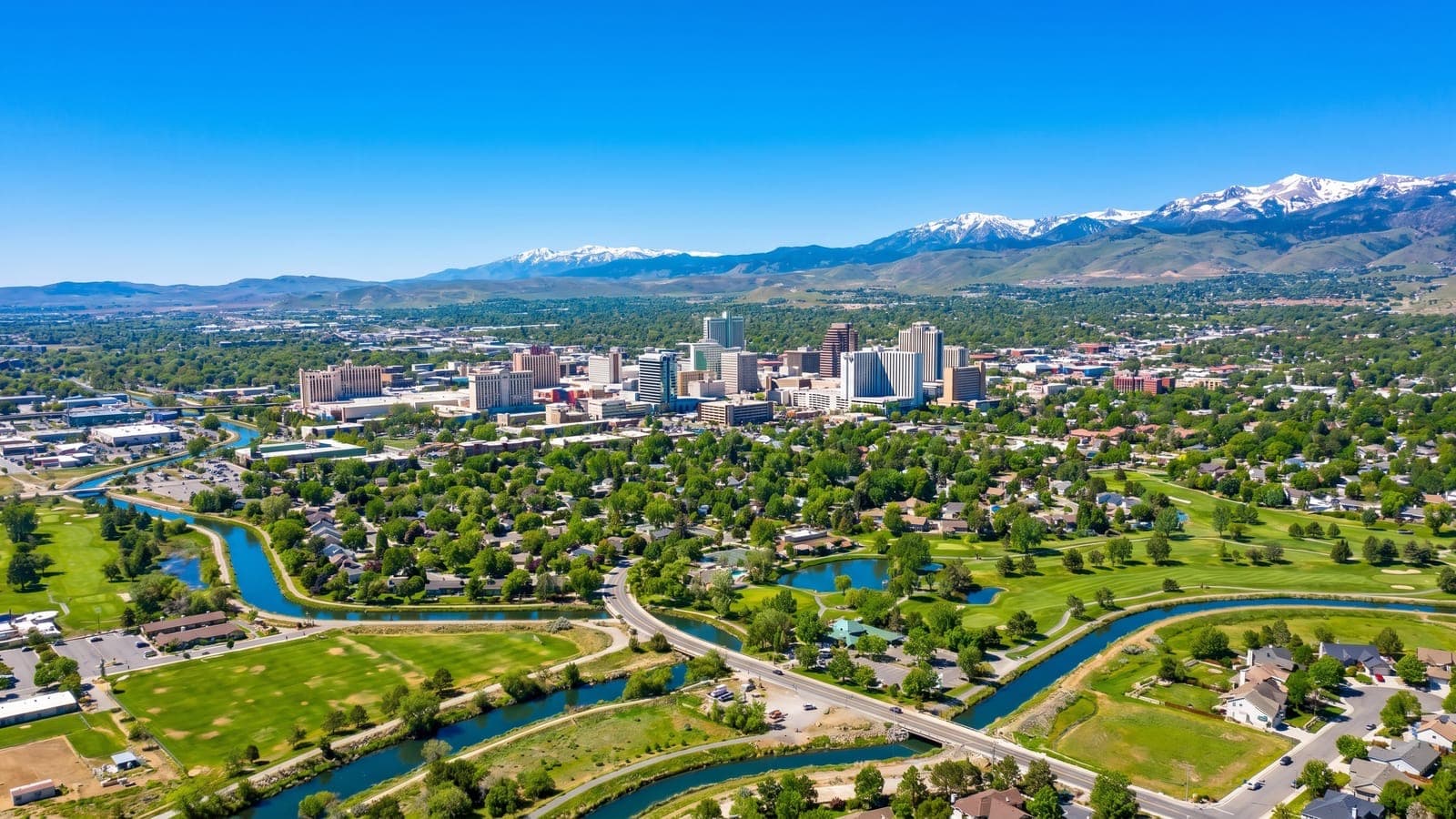 New construction homes in Reno, Nevada — South Meadows and Damonte Ranch neighborhoods beneath the Sierra Nevada