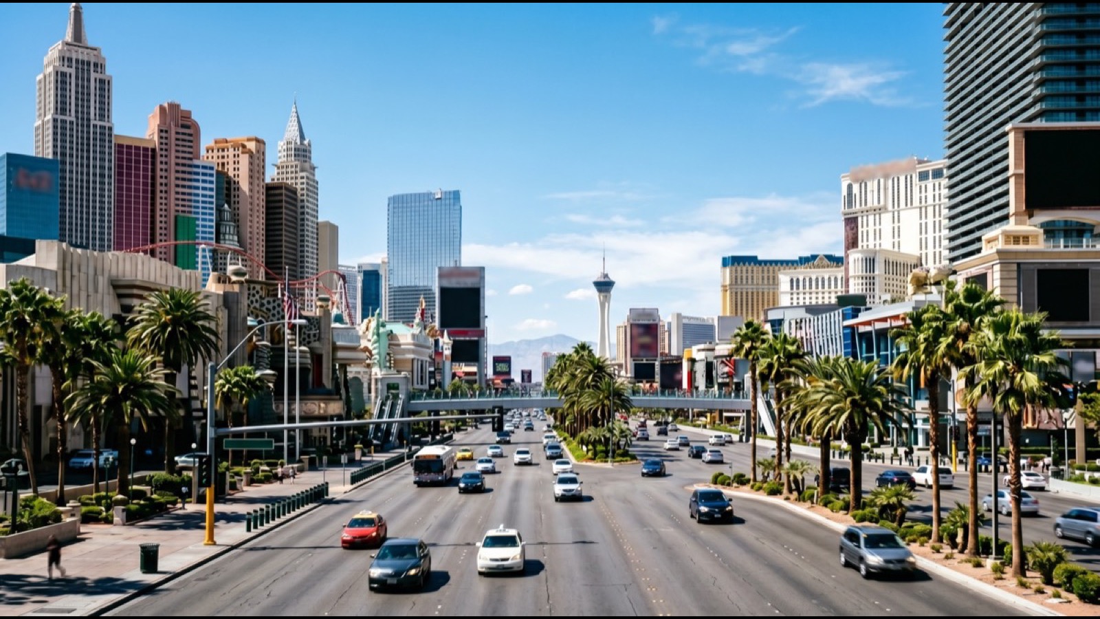 Las Vegas Strip night skyline with city grid — Las Vegas commute and location comparison 2026