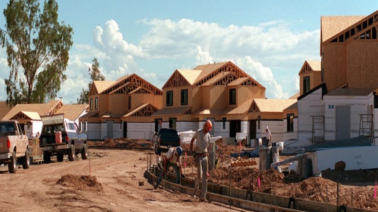 New-construction homes under framing in a Las Vegas master-planned community, the kind of supply the ROAD to Housing Act aims to accelerate